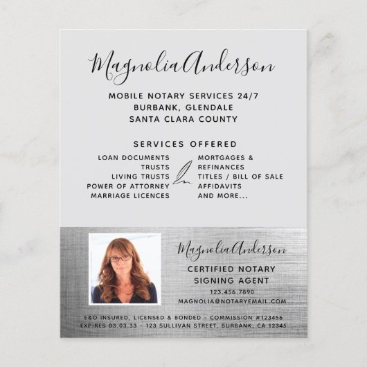 モバイル公証人サービスシルバーフォトフライヤー チラシ (正面)