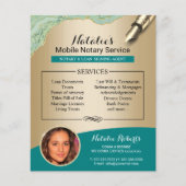 モバイル公証人サービスティール(緑がかった色)&金ゴールドフォトフライヤー チラシ (正面)