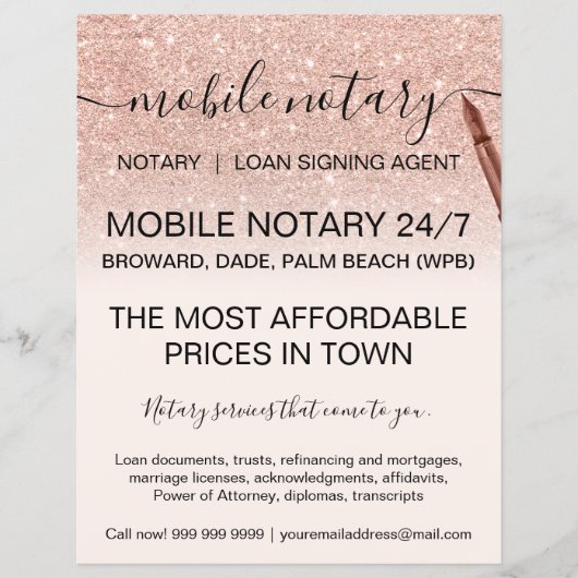 モバイル公証人サービスバラ金ゴールドグリッター グラデーション チラシ (正面)