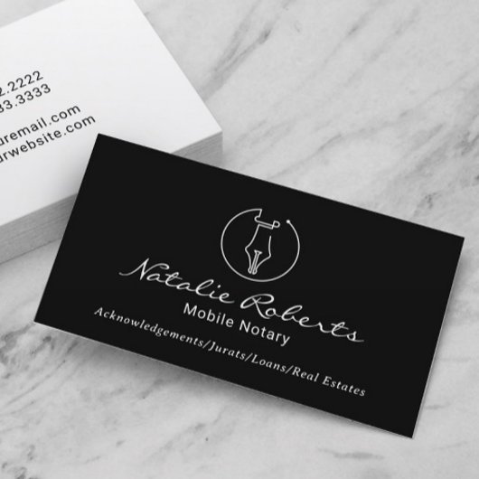 モバイル公証人サービスミニマリストペンロゴブラック 名刺