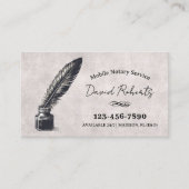 モバイル公証人サービスヴィンテージ羽毛ペン 名刺 (正面)