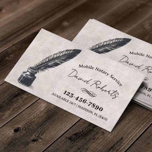 モバイル公証人サービスヴィンテージ羽毛ペン 名刺