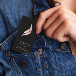 モバイル公証人シックバラ金ゴールドフェザーQuillロゴ 名刺