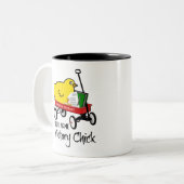 モバイル公証人シック赤ワゴンカスタマイズ名前 ツートーンマグカップ (正面左)