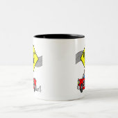 モバイル公証人ゾーン黄色の道路標識レッドスポーツカー ツートーンマグカップ (中央)