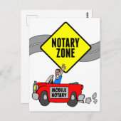 モバイル公証人ゾーン黄色の道路標識レッドスポーツカー ポストカード (正面/裏面)