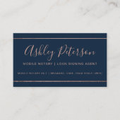 モバイル公証人タイポグラフィバラストライプ金ゴールド青 名刺 (正面)