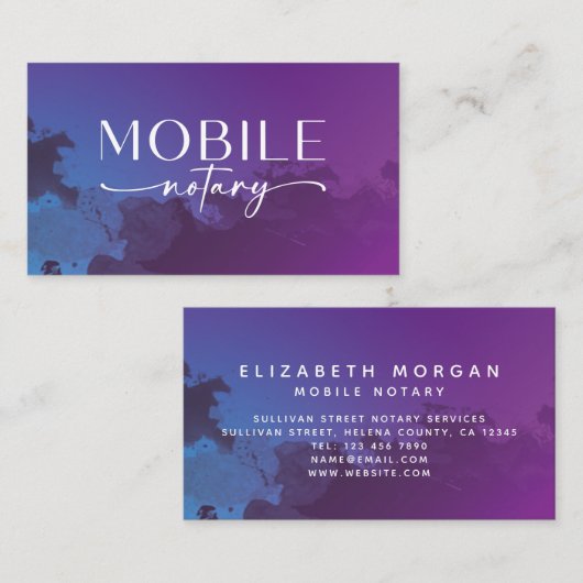 モバイル公証人ハンドレタリング紫 名刺 (正面/裏面)