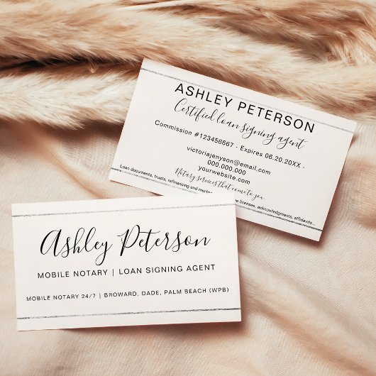 モバイル公証人パブリックタイポグラフィシルバーストライプ 名刺