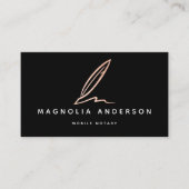 モバイル公証人ブラックバラゴールドフォイルQuill QRコード 名刺 (正面)