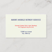 モバイル公証人ローンの署名 名刺 (裏面)