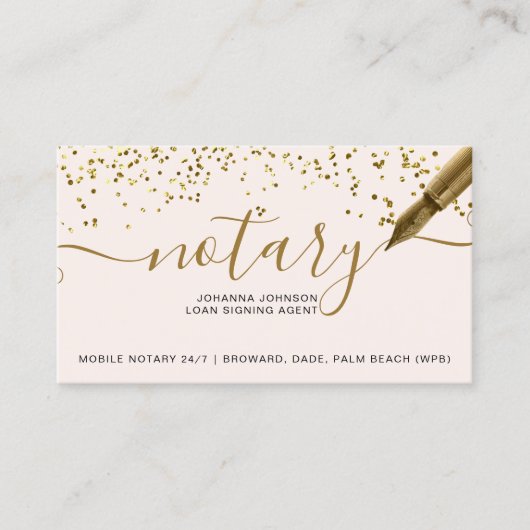 モバイル公証人ローンシック金ゴールドフォイルタイポグラフィ 名刺 (正面)