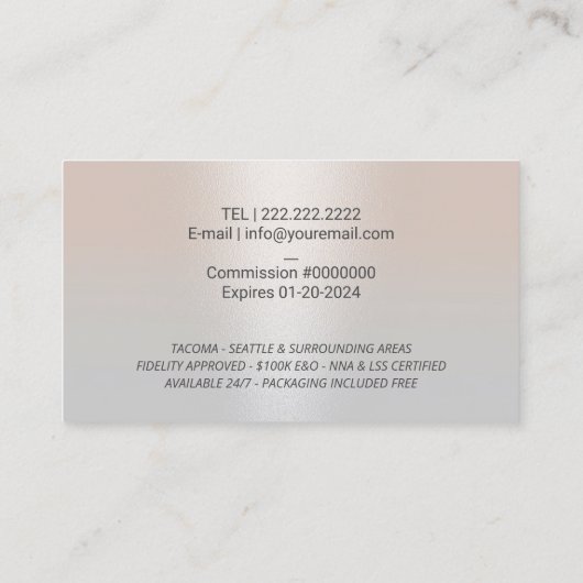 モバイル公証人ローン契約代理エレガント銀 名刺 (裏面)