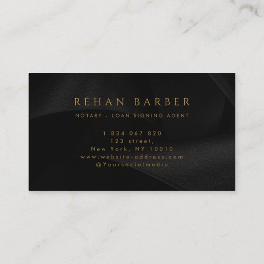 モバイル公証人ローン署名エージェントブラック&金ゴールド 名刺 (裏面)