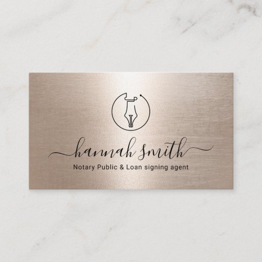 モバイル公証人ローン署名エージェントミニマルペン金ゴールド 名刺 (正面)