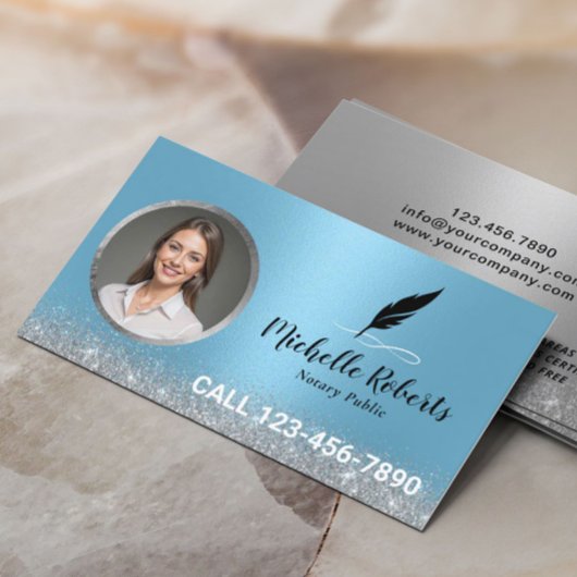 モバイル公証人ローン署名エージェントモダンの青い写真 名刺