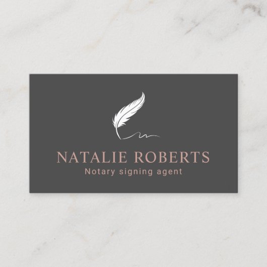 モバイル公証人ローン署名エージェントQuillロゴグレー 名刺 (正面)
