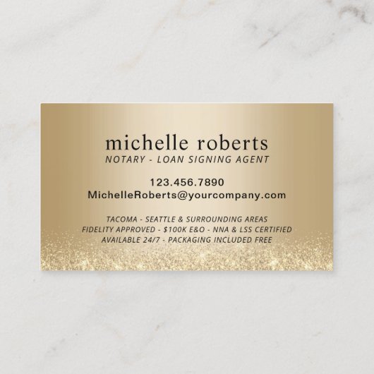 モバイル公証人ローン署名エージェンモダント海軍金ゴールド 名刺 (裏面)