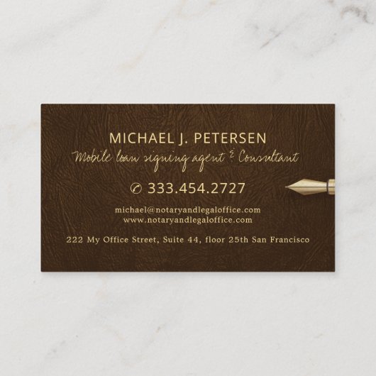 モバイル公証人ローン署名代理人の公証人 名刺 (裏面)