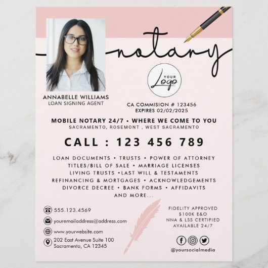 モバイル公証人ローン署名代理人フォトビジネス チラシ (正面)