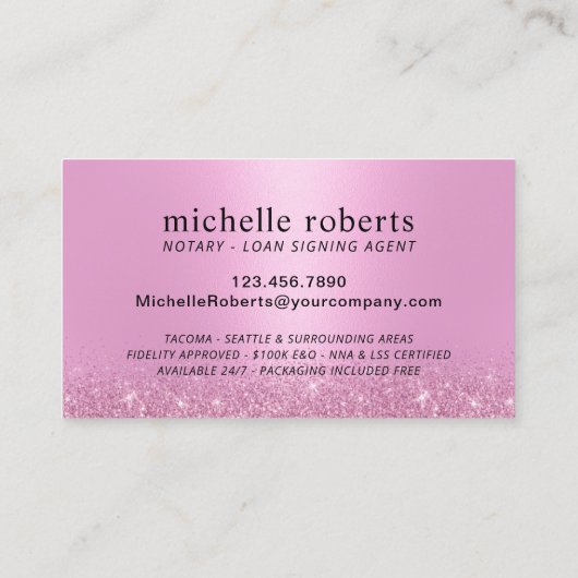 モバイル公証人ローン署名業者ピンクモダン色 名刺 (裏面)