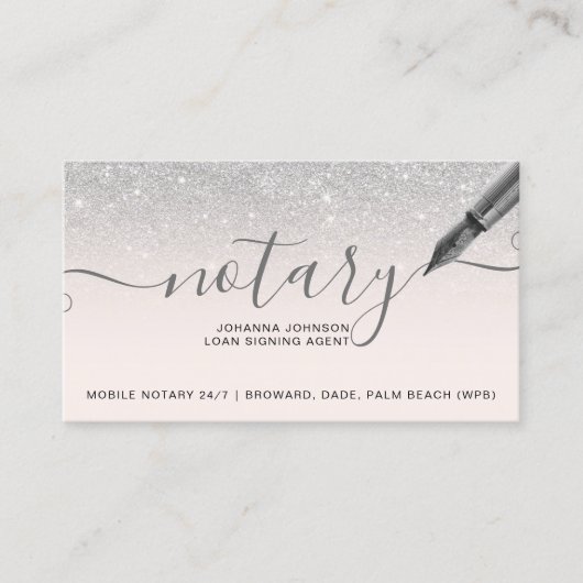 モバイル公証人ローン銀グリッタータイポグラフィ 名刺 (正面)