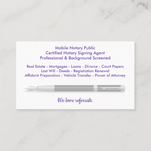 モバイル公証人公共のカスタマイズ可能な写真 名刺 (裏面)