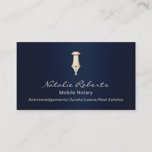 モバイル公証人公共ゴールデンサインペン海軍ブルー 名刺 (正面)