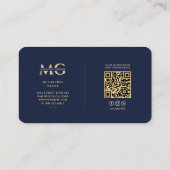 モバイル公証人公共ダークネイビーブルーモダン 名刺 (裏面)