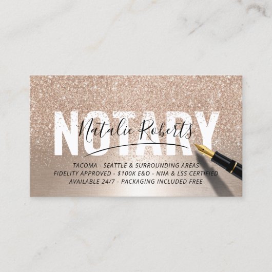 モバイル公証人公共モダン金ゴールドグリッター署名 名刺 (正面)