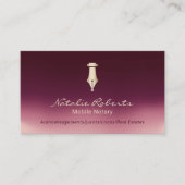 モバイル公証人公共金ゴールド署名ペンBurgundy Red 名刺 (正面)