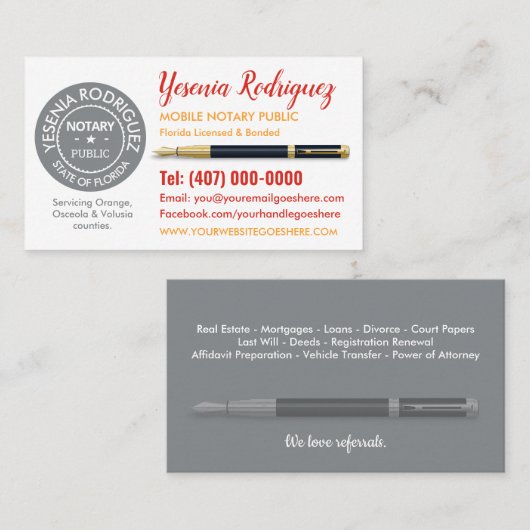 モバイル公証人公用名刺 名刺 (正面/裏面)