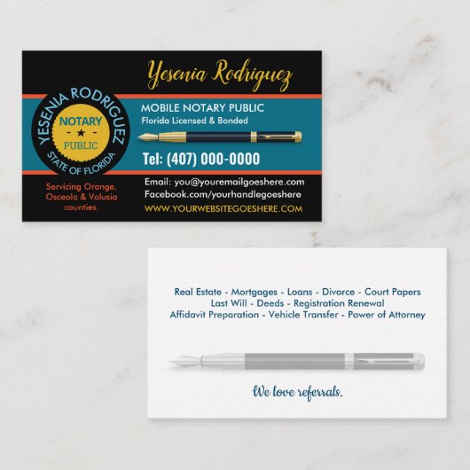 モバイル公証人公用名刺 名刺 (正面/裏面)