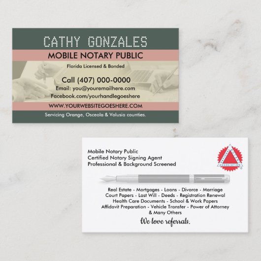 モバイル公証人公用名刺 名刺 (正面/裏面)