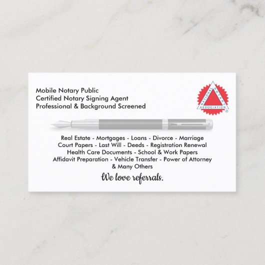 モバイル公証人公用名刺 名刺 (裏面)