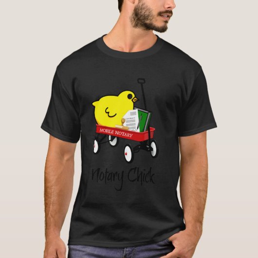 モバイル公証人女性 赤い荷車 契約シール 公証 Tシャツ (正面)
