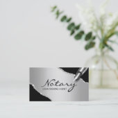 モバイル公証人署名エージェモダンントブラック&シルバー 名刺 (スタンド正面)