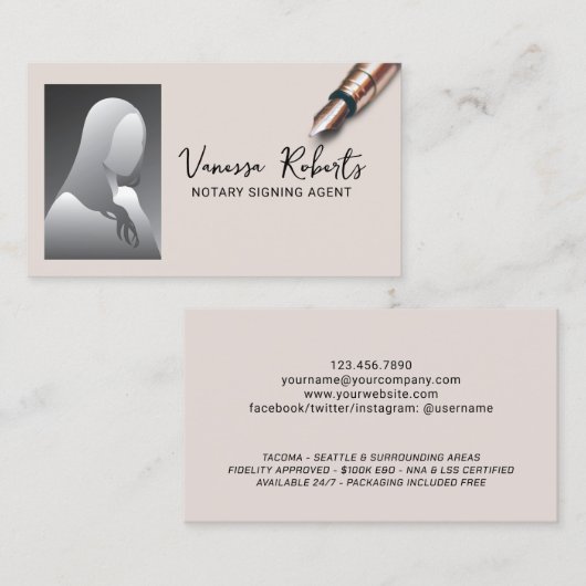 モバイル公証人署名エージェントのエレガント写真 名刺 (正面/裏面)