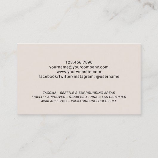 モバイル公証人署名エージェントのエレガント写真 名刺 (裏面)