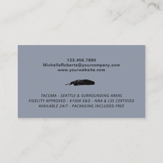 モバイル公証人署名エージェントトレンディーブルー&金ゴールド 名刺 (裏面)