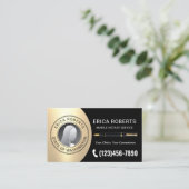 モバイル公証人署名エージェントブラック&金ゴールド写真 名刺 (スタンド正面)