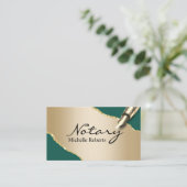 モバイル公証人署名エージェントモダングリーンおよび金ゴールド 名刺 (スタンド正面)