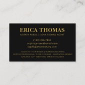 モバイル公証人署名エージェントラグジュアリーブラック&金ゴールド 名刺 (裏面)