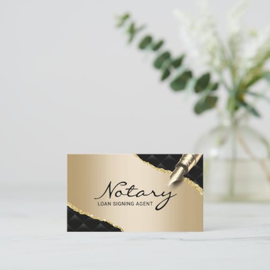 モバイル公証人署名エージェントラグジュアリーブラック&金ゴールド 名刺 (スタンド正面)