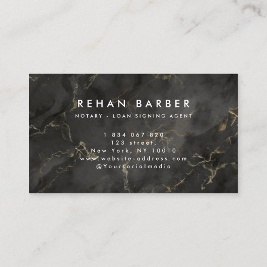 モバイル公証人署名エージェント黒の大理石 名刺 (裏面)