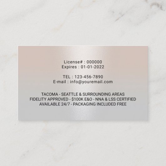 モバイル公証人署名代理人クラシー銀写真 名刺 (裏面)