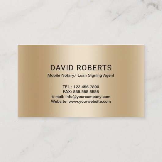 モバイル公証人署名用エージェント金ゴールド羽ペン黒 名刺 (裏面)