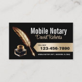 モバイル公証人署名用エージェント金ゴールド羽毛ペン 名刺 (正面)