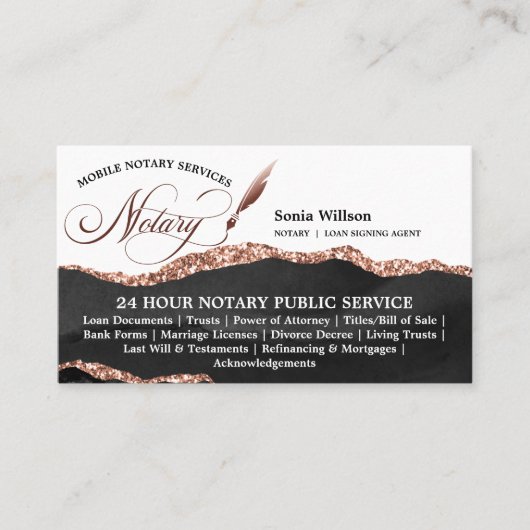 モバイル公証人&ローン署名エージェントブラックアゲートバス 名刺 (正面)