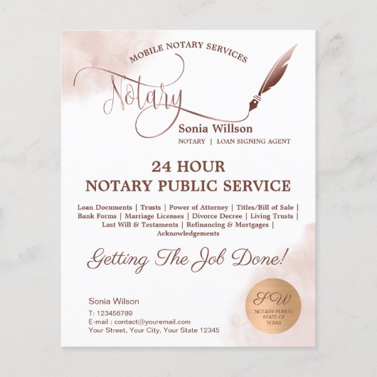 モバイル公証人&ローン署名赤面ピンクアゲットフライ チラシ (正面)